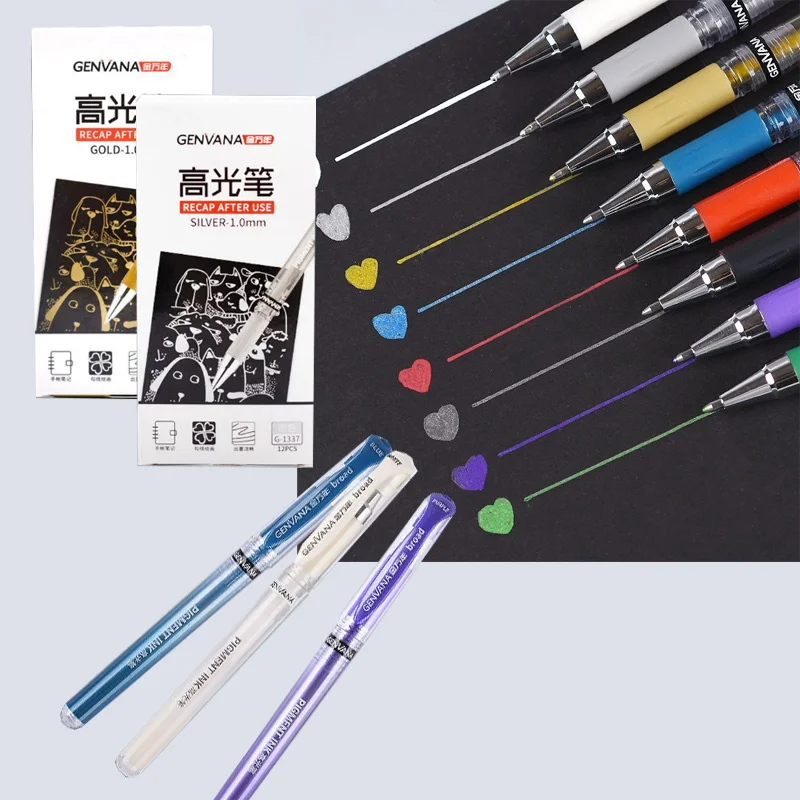 8/12pcs Highlight Gel Pen Quick Drying Not Easy To Fade for Student Notes Marking Hand-painted DIY Graffiti Decoration