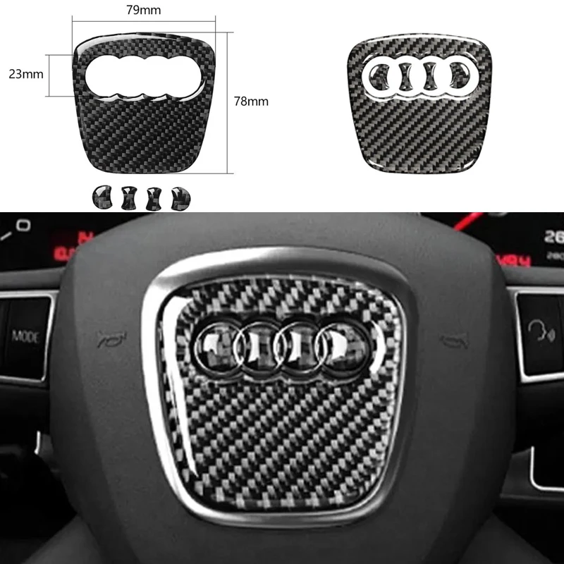 Anello del volante dell\'auto Copertura protettiva in fibra di carbonio Accessori decorativi adatti per Audi A3 A4 A5 A6 A7 B5 B6 C5 C6 8p 8v