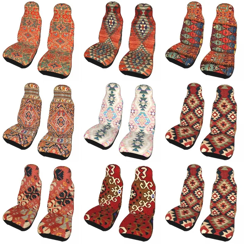 Karadaja Antique Persian Rug Universal Car Seat Covers for Trucks SUV or Van 3D Print Turkish Ethnic Kilim Auto Seat Cover 2PC