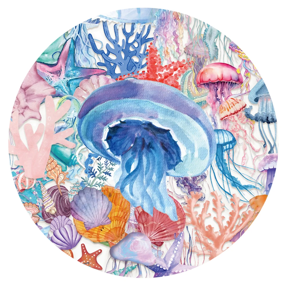 

10/30/50pcs Transparent Set of Tropical Fish Stickers Cartoon Jellyfish Sea Star Shell Decals Luggage Phone Laptop Sticker Decor