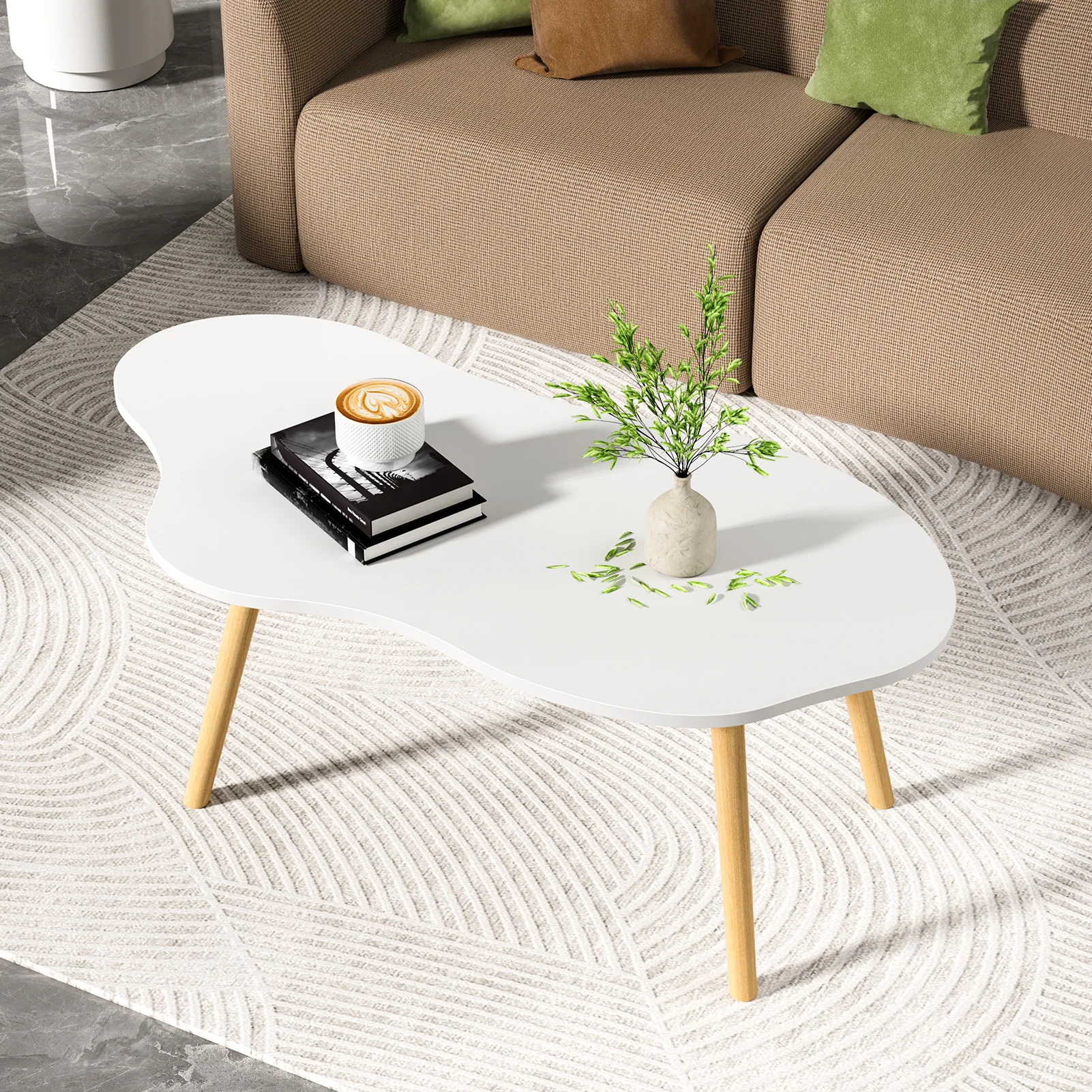 

Mango Coffee Table Low Table Solid White Sturdy Floor Table Desk for Sitting on The Floor, Storage and Living Room Furniture