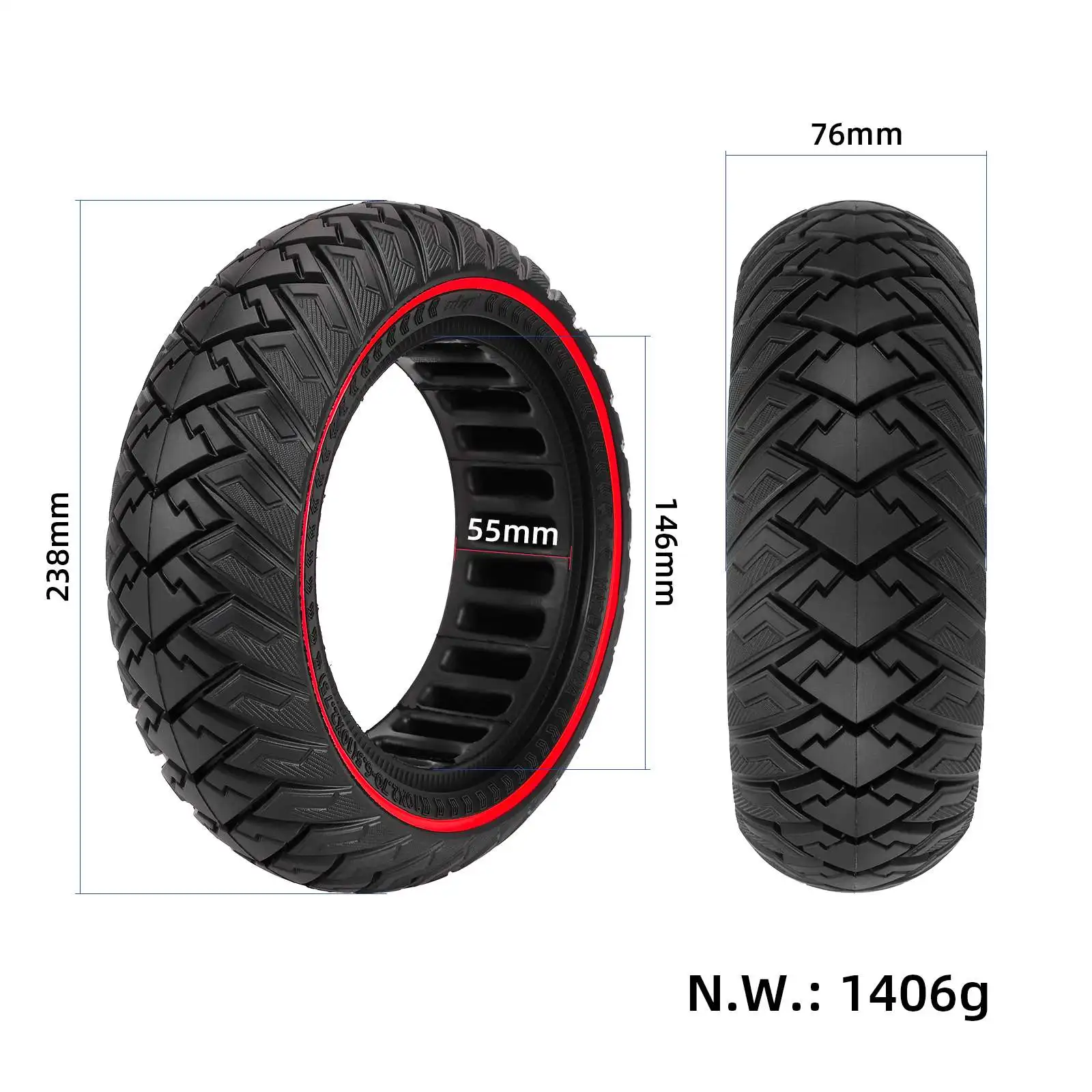 Ulip 10x2.70-6.5 Off-raod Solid Tire for Electric Scooter 10x2.75 Thickened Off-road Tubeless Tyre Puncture resistant Tire Parts