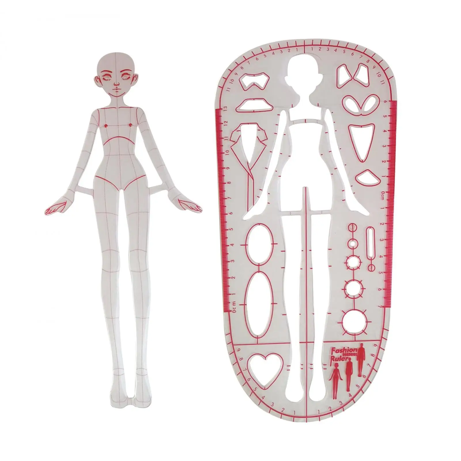 Regla de plantilla de dibujo de moda, vestido claro profesional, regla de Patchwork, diseño de reglas de ilustración de moda, 2 uds.