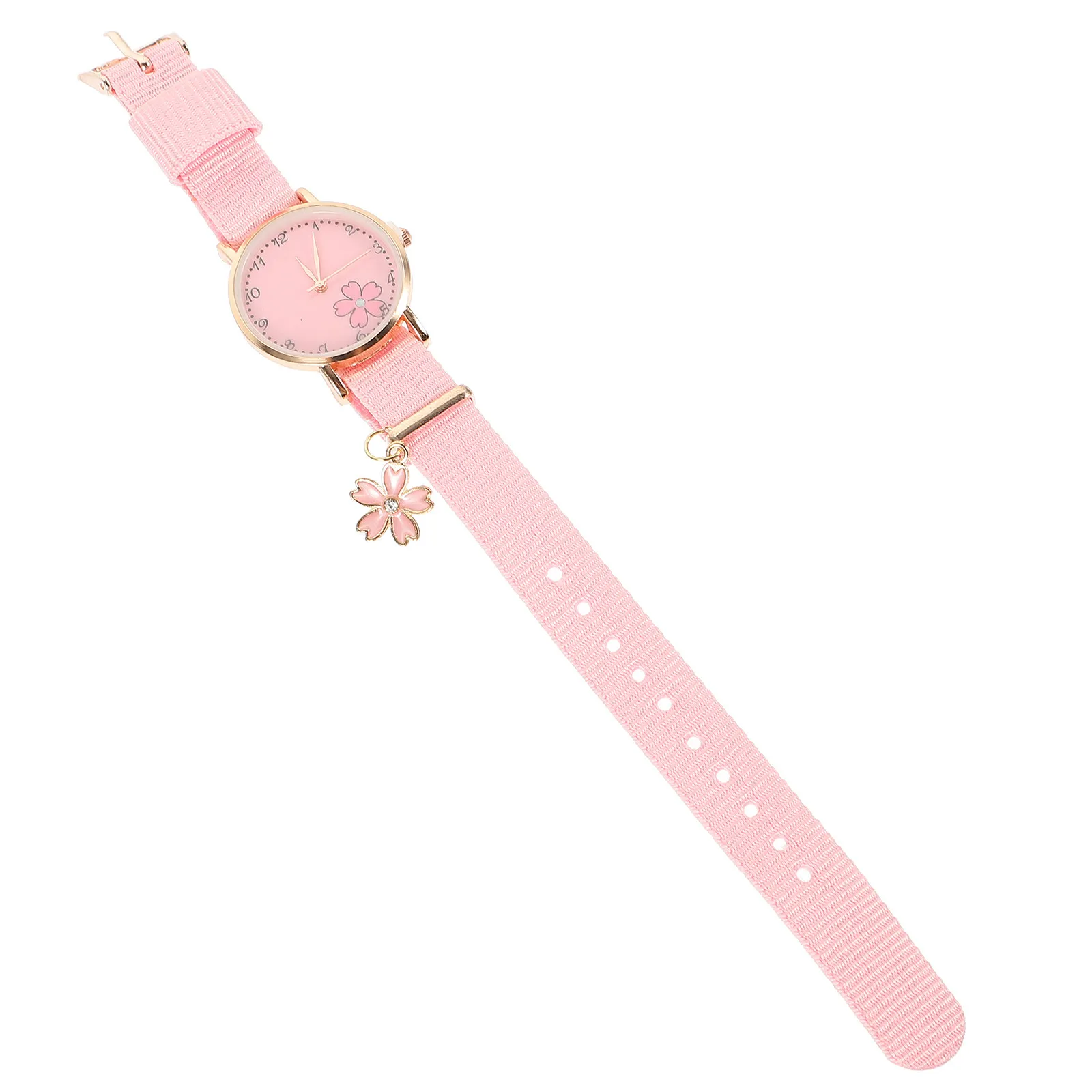 Floral Canvas Wristwatch Watch Students Lightweight Cartoon Design Breathable Skin Friendly Flower Pattern Decorative
