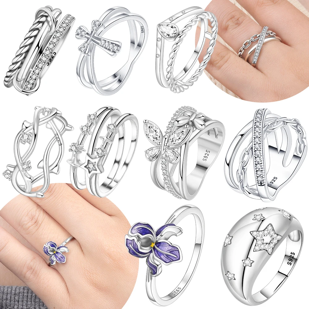 925 Sterling Silver Twisted Braided Split Band Women Rings Fit Pattern Rings For Women Girls Jewelry Birthday Anniversary