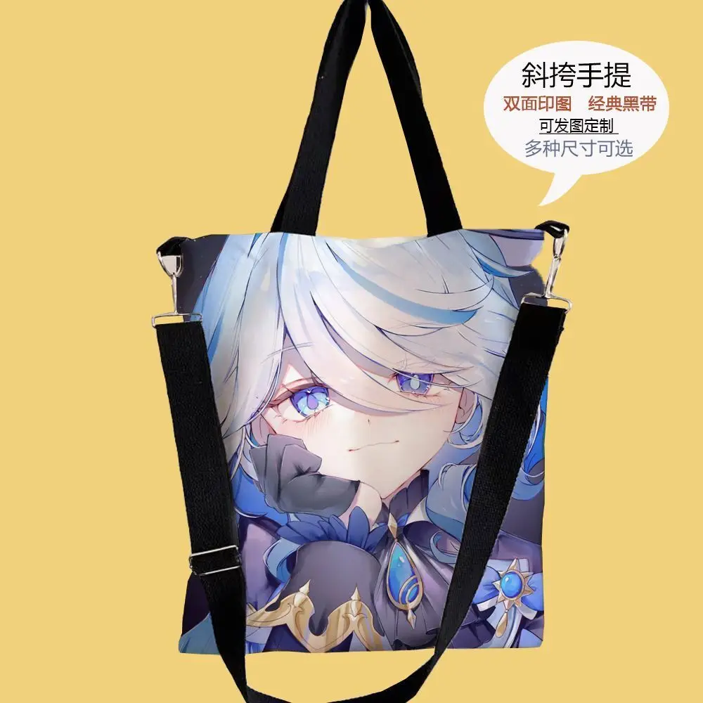 Genshin Impact Funina Canvas Student Tote Tutoring Shoulder Makeup Handheld Large Capacity School Bag Ani