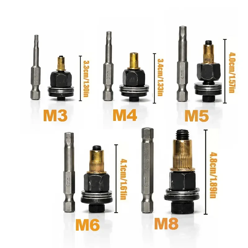60PCS Hand Rivet Nut Tool Fasteners Nut Head Adapter For M3 M4 M5 M6 M8 Electric Riveting Machine Manual Rivet Tool