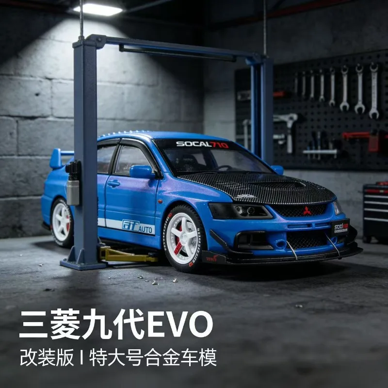 1:24 Mitsubishi EVO 9 Modified Alloy Car Open Hood Trunk Doors Simulated Interior Wheel Pull Back Display Gift - view 3