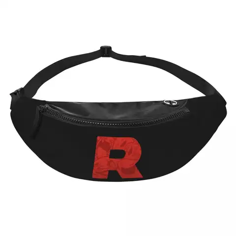 Letter R Team Rocket Logo Fanny Pack Men Women Crossbody Adjustable Waist Bag Travel Running Phone Pouch
