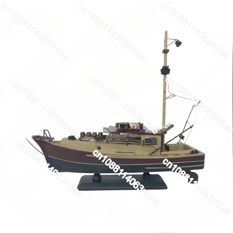 Wooden Jaws - 37cm Orca Model Shark Fishing Boat Movie Relative Items Custom Famous Boats Antique Decoration Seaside Home Decor