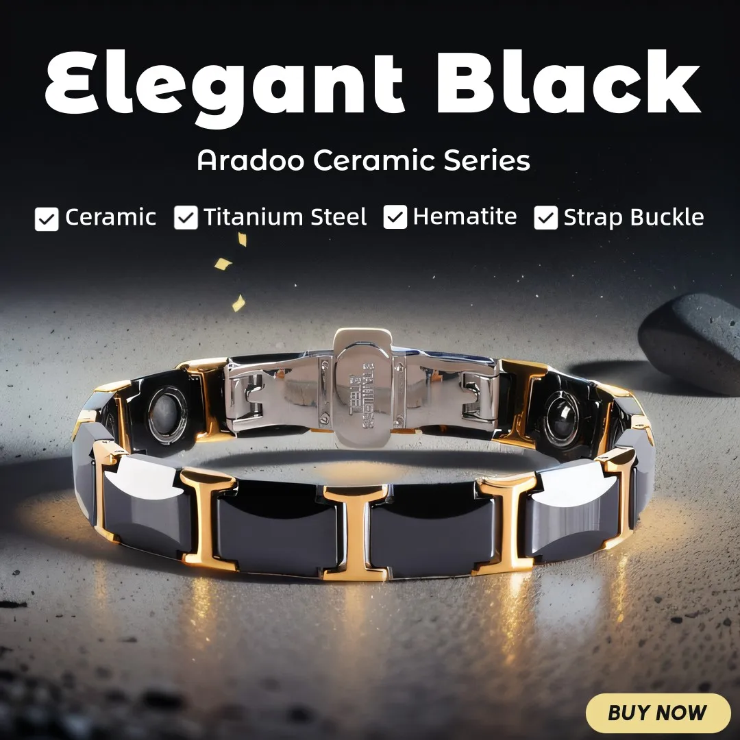 Ceramic Titanium Steel Hematite Magnetic Therapy Bracelet Strap Buckle Adjustable Bracelets With Regulator