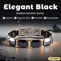 Ceramic Titanium Steel Hematite Magnetic Therapy Bracelet Strap Buckle Adjustable Bracelets With Regulator