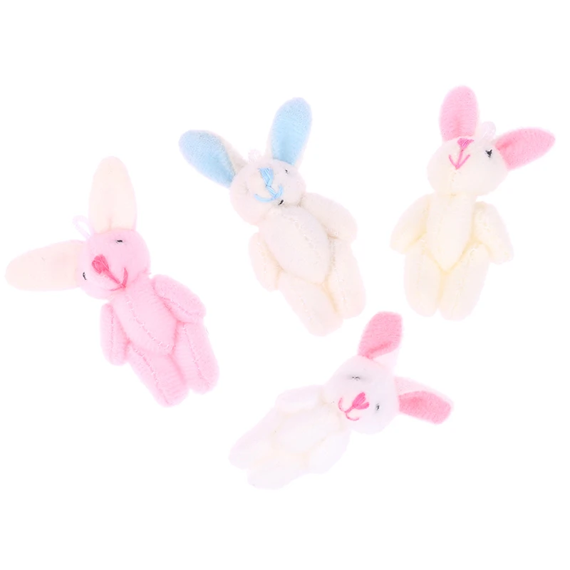 Cute Mini Joint Bear Rabbit Plush Tie Bear Doll Jointed Bear Stuffed Dolls Toy Pendant Decoration Birthday Graduation Gifts