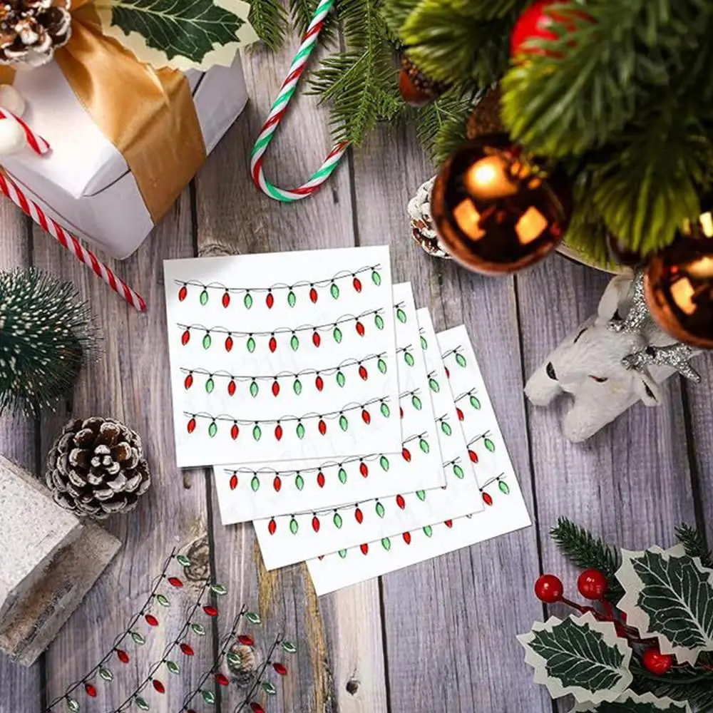 4/8/16 قطعة عيد الميلاد أضواء ملصق صغير شكل ورقة ملصقات الأبعاد حلية ل المغلف سجل القصاصات هدية DIY بها بنفسك لوازم