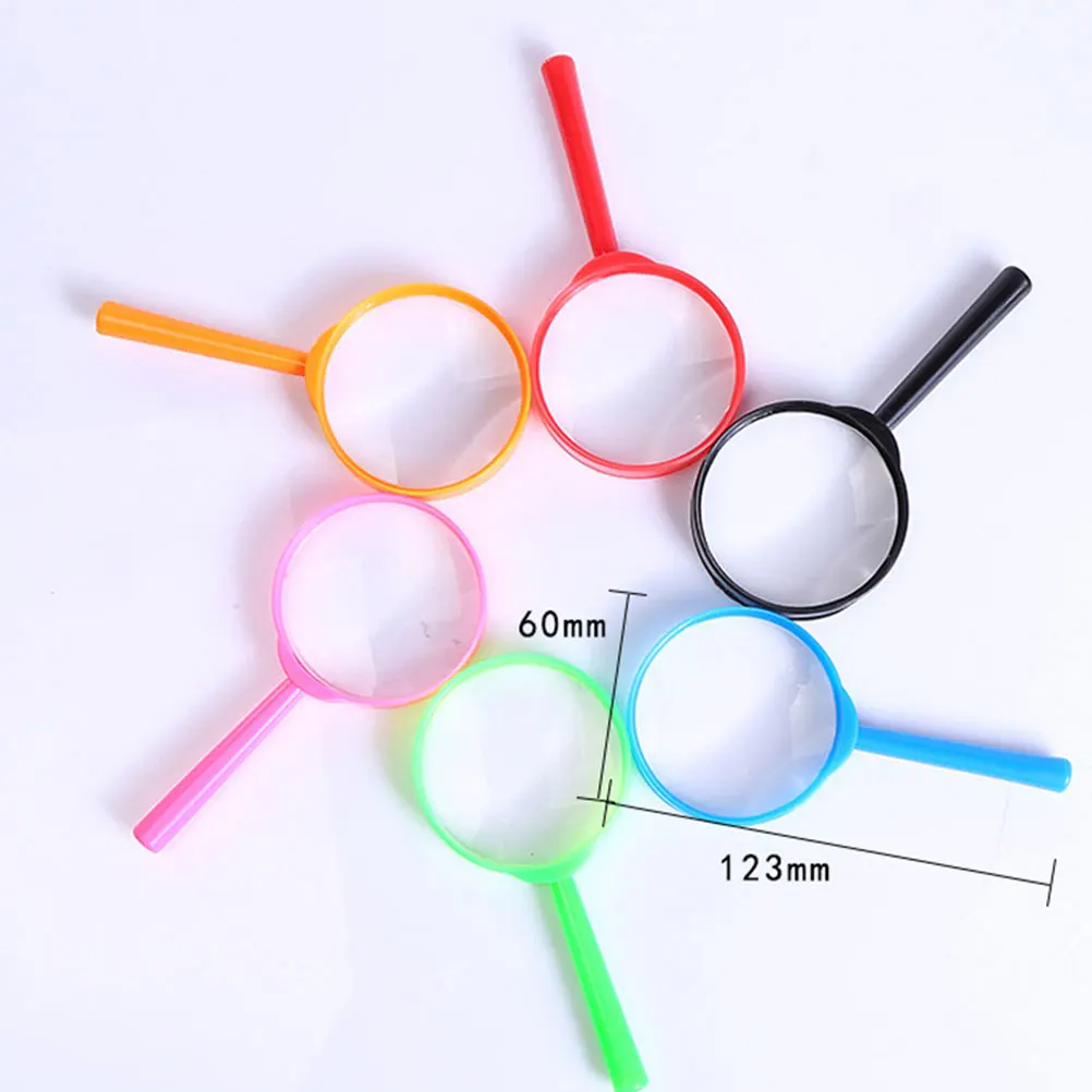 

6pcs Magnifying Glass Toy Kids Educational Plastic Magnifier Lens Detective Science Tool Stamp Hobby Microscope Students