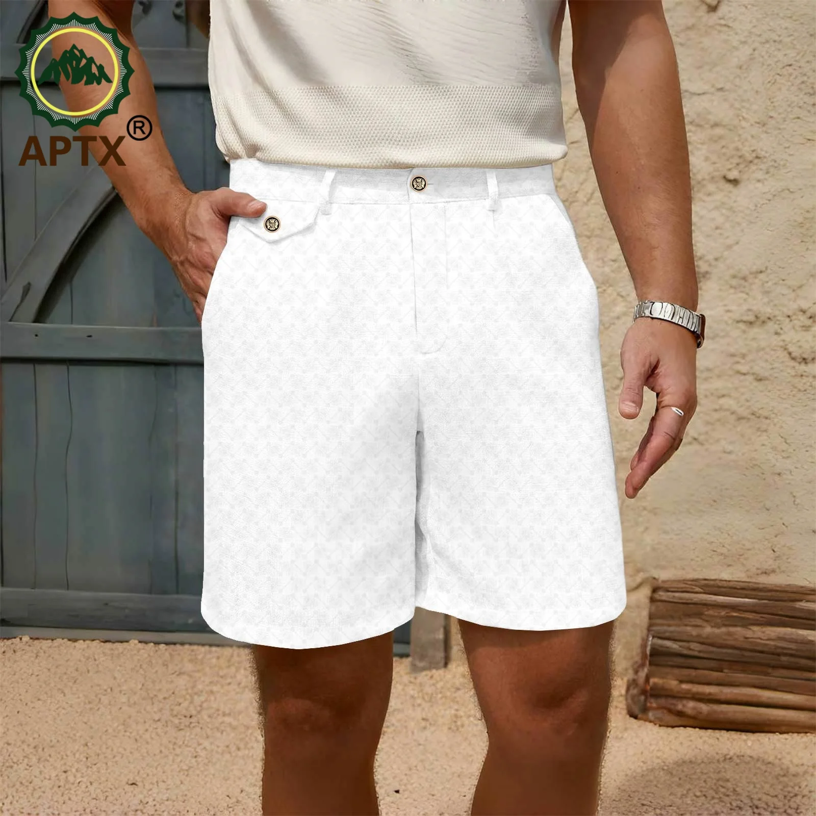 

APTX Summer Shorts Men High Quality Casual Business Social Elastic Waist Men Shorts Beach Shorts 2511002