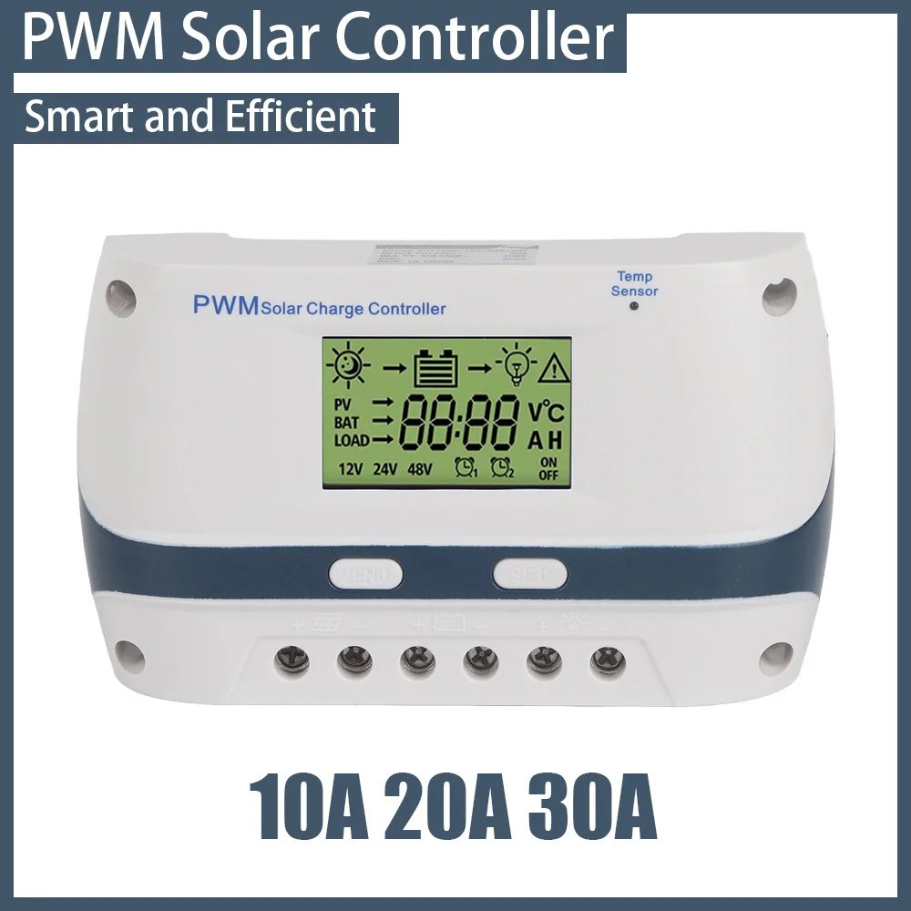 

PWM Solar Controller 10A 20A 30A LCD Display Intelligent Solar Panel Battery Regulator 12V 24V with USB Output for RV for Yacht