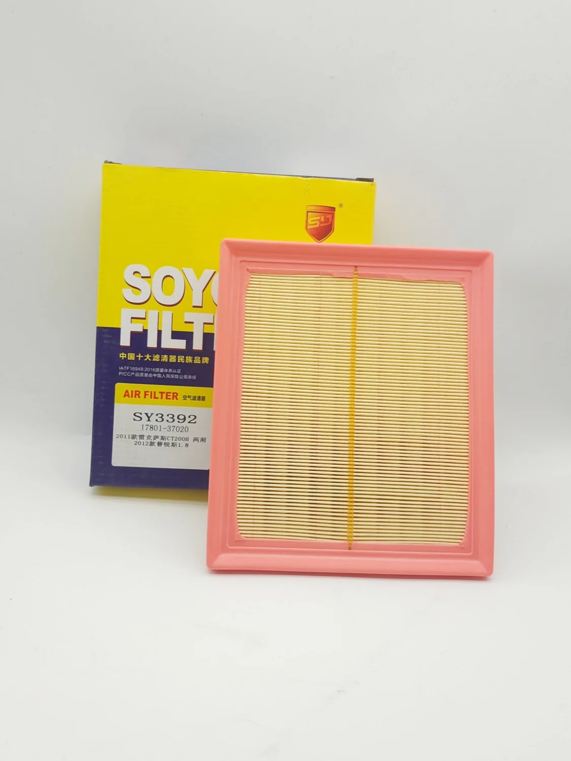 OE:17801 37020 Car Air Filter SY3392 For Toyota Corolla Hatchback/Auris Corolla Hybrid LEVIN Dual Engine Prius Lexus CT200h