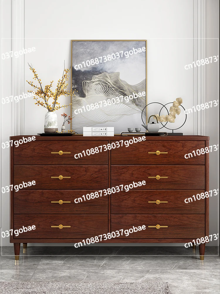 PQF Solid Wood Chest of Drawers Storage Cabinet Locker Chest of Six Drawers 7-Drawer Cabinet Eight Spares Cabinet