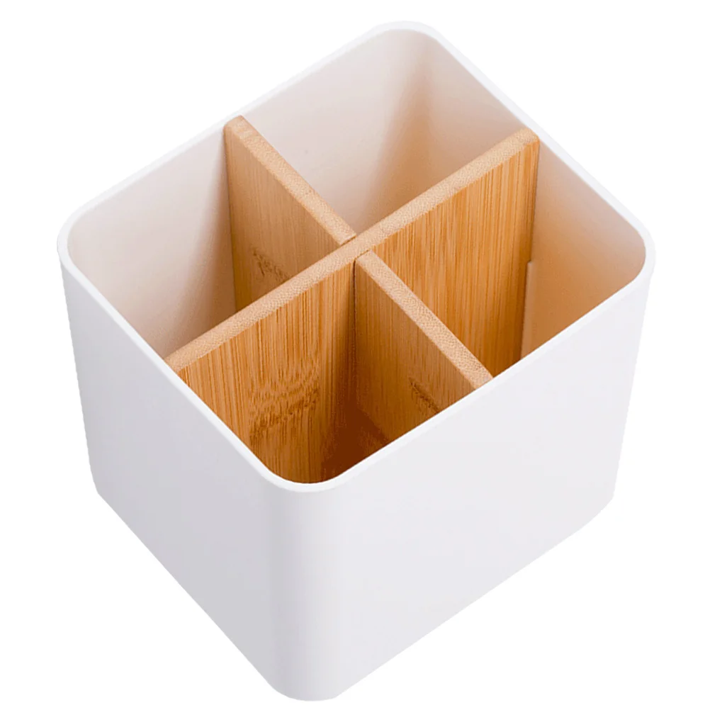 Suporte para pincéis de maquiagem, suporte para caneta de mesa, 4 grades, organizador de pincéis resistente, organizador de mesa para escritório doméstico