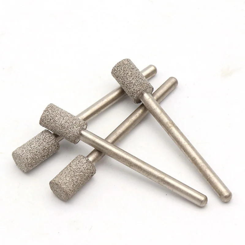 5-10pcs 2.5~6mm Cylindrical Brazed Diamond Grinding Head 3mm Shank For Dremel Rotary Tool Polishing Abrasive Accessories Tools