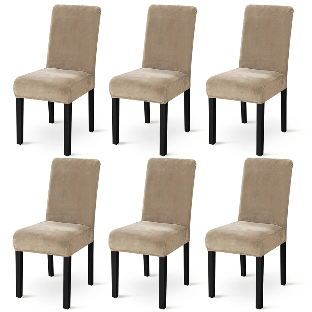1 Stück Samt-Stuhlbezug, Dehnbarer Esszimmerstuhl-Überzug, Einfarbig, Weich, Rutschfest, Sitzbezug für Wohnzimmer, Küche, Hochzeit, Zuhause