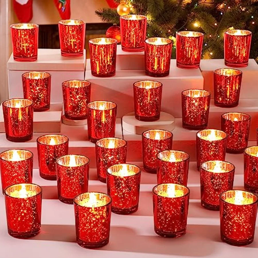 

50 Pcs Votive Candle Holders Bulk Glass Votive Candle Holder Tealight Candle Holder Wedding Centerpiece for Table Home Birthday