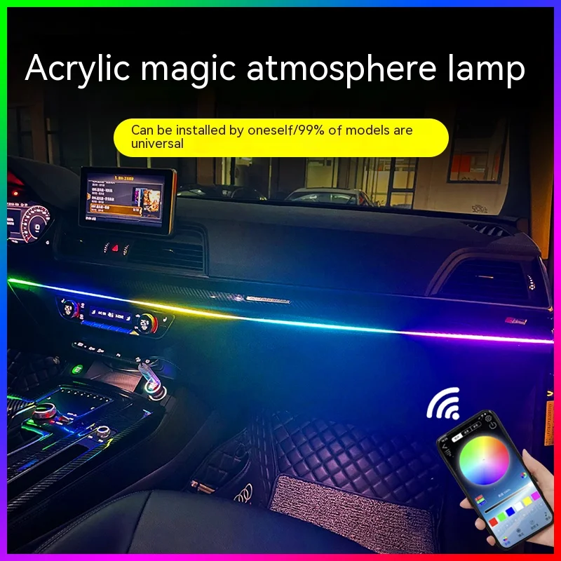 Car Neon Ambient Light Vehicle interior atmosphere decoration lights Hidden acrylic colorful lights 18in1 No threading