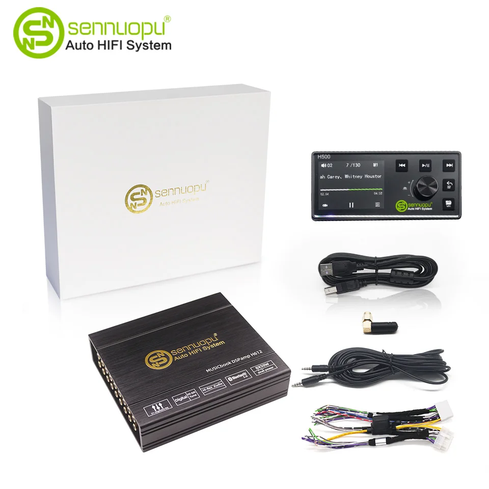 Sennuopu 12 canais processadores de som digitais dsp 8 canais 50 watts rms potência amplificador de áudio com jogador bluetooth H612