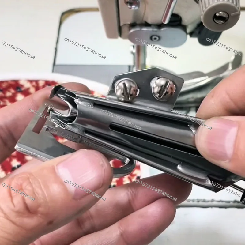Sewing machine parts knitted or thick fabric shirt sleeves with adjustable double fold right angle oblique pressure stapler