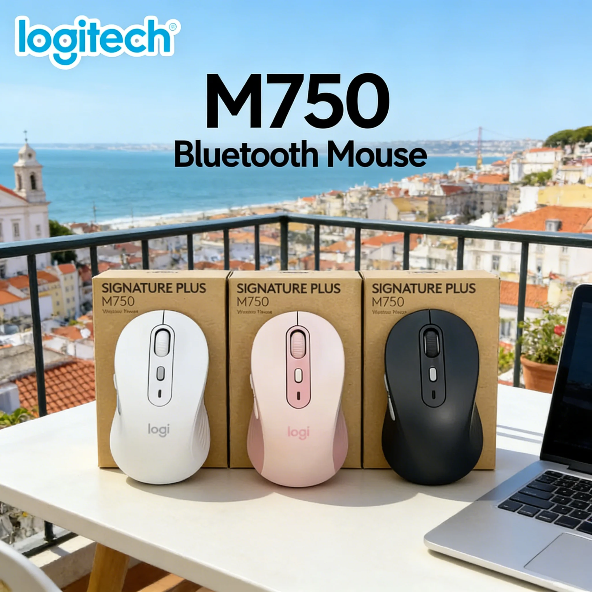 M750 Signature plus Wireless Mouse - Ergonomic Design Silent Clicks Dual-Mode Bluetooth/Logi Bolt 24-Month Battery Life