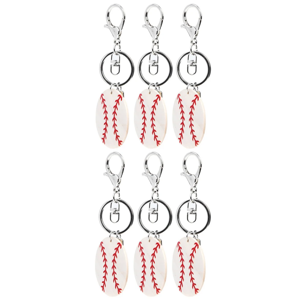 

Baseball Party Decorations Wood Chip Keychain Keychains Sports for Kids Players Basketball