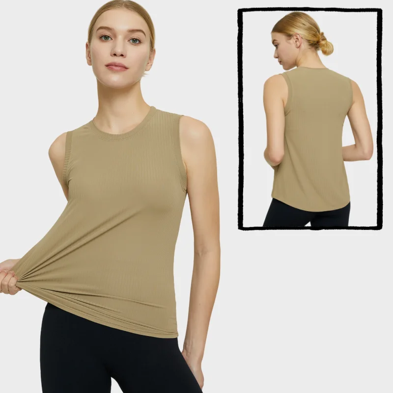 Sportswear Thread Tank Crop Top Sleeveless T-Shirt Running Pilate Women Sport Fitness Female Gym Yoga Vest Wear Workout Clothing