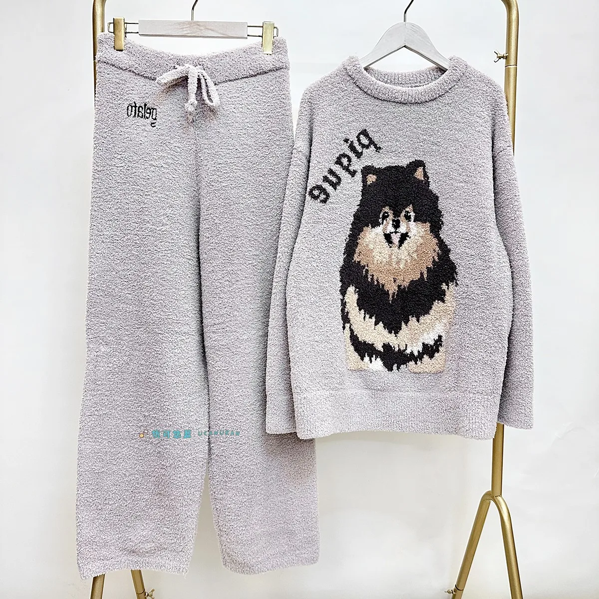 Japan Original High Quality Gelato Winter Soft Knitted LoungeWear Three Dogs Pajamas Sets Homewear Sleepwear