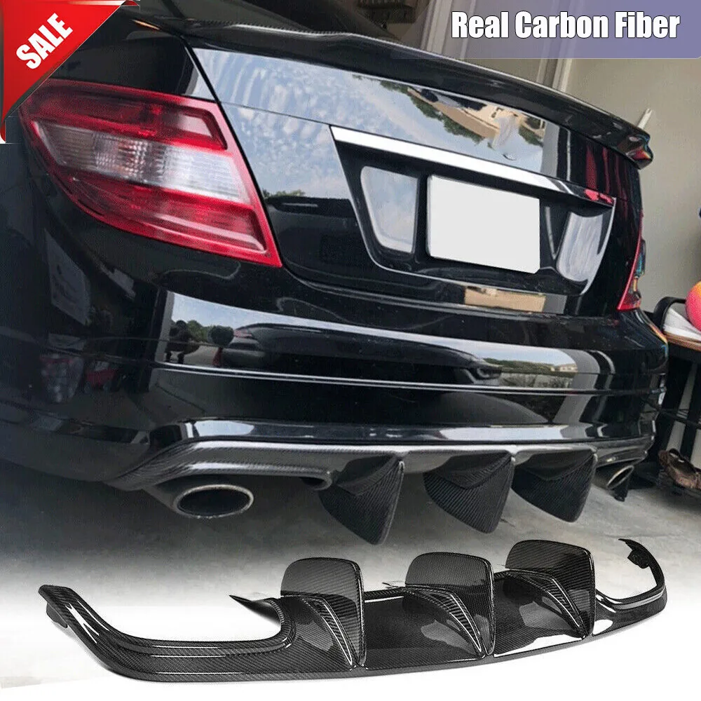 Difusor Trasero de Fibra de Carbono Real Estilo Aleta de Tiburón Grande para Mercedes Benz W204 C280 C350 C320 C63 Sport C63 2009-2011
