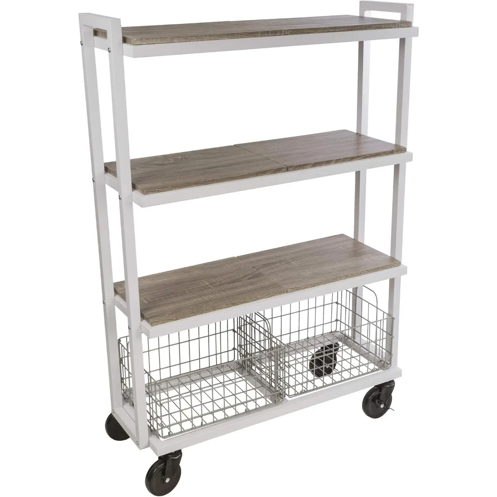 

Atlantic Modular Mobile Storage Cart System, with Interchangeable Shelves & Baskets, Powder-Coated All-Steel Frame, 4-Tier