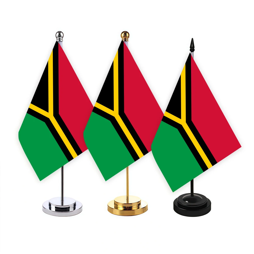 CYPOMELO office desk flag Vanuatu flag 14x21cm Vanuatu desktop small decorative flag (with flagpole)