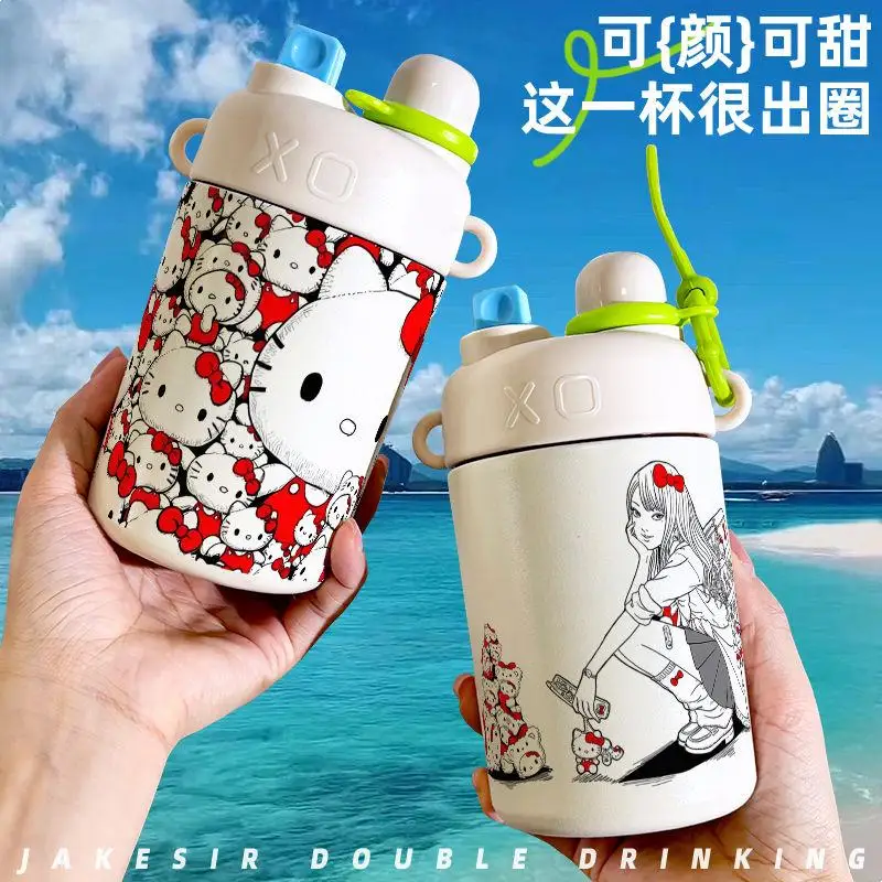 

Hello Kitty Sanrio симпатичная мультяшная Милая большая емкость Изолированная чашка соломенная двойная чашка для питья аниме плюшевые игрушки для девочек подарок