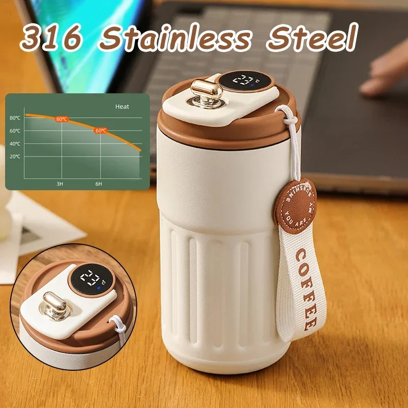 450ML Smart Led Temperature Thermos Mug 316 Stainless Steel Insulated Thermos Bottle Office CoffeeCup Business Thermal MugBottle