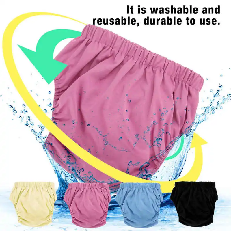 4 Colors Adult Cloth Diaper Reusable Washable Adjustable Large Nappy Adult Diaper Pants for Men Women Patients