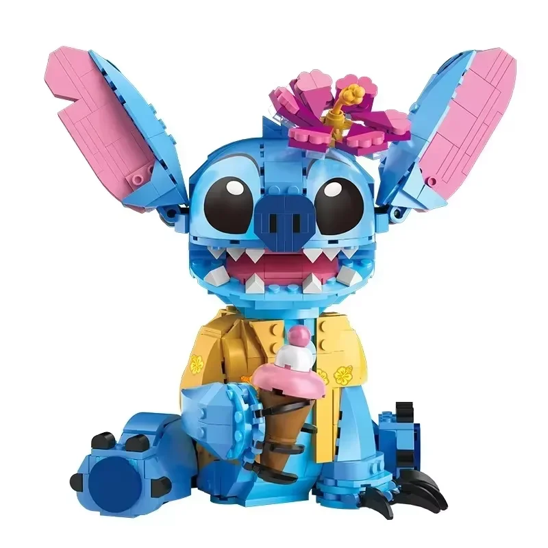 Bloques de construcción de Disney Stitch Angel Spider-Man Venom dibujos animados lindos juguetes de montaje para niños movilidad de la oreja juguete de regalo de cumpleaños para niña y niño