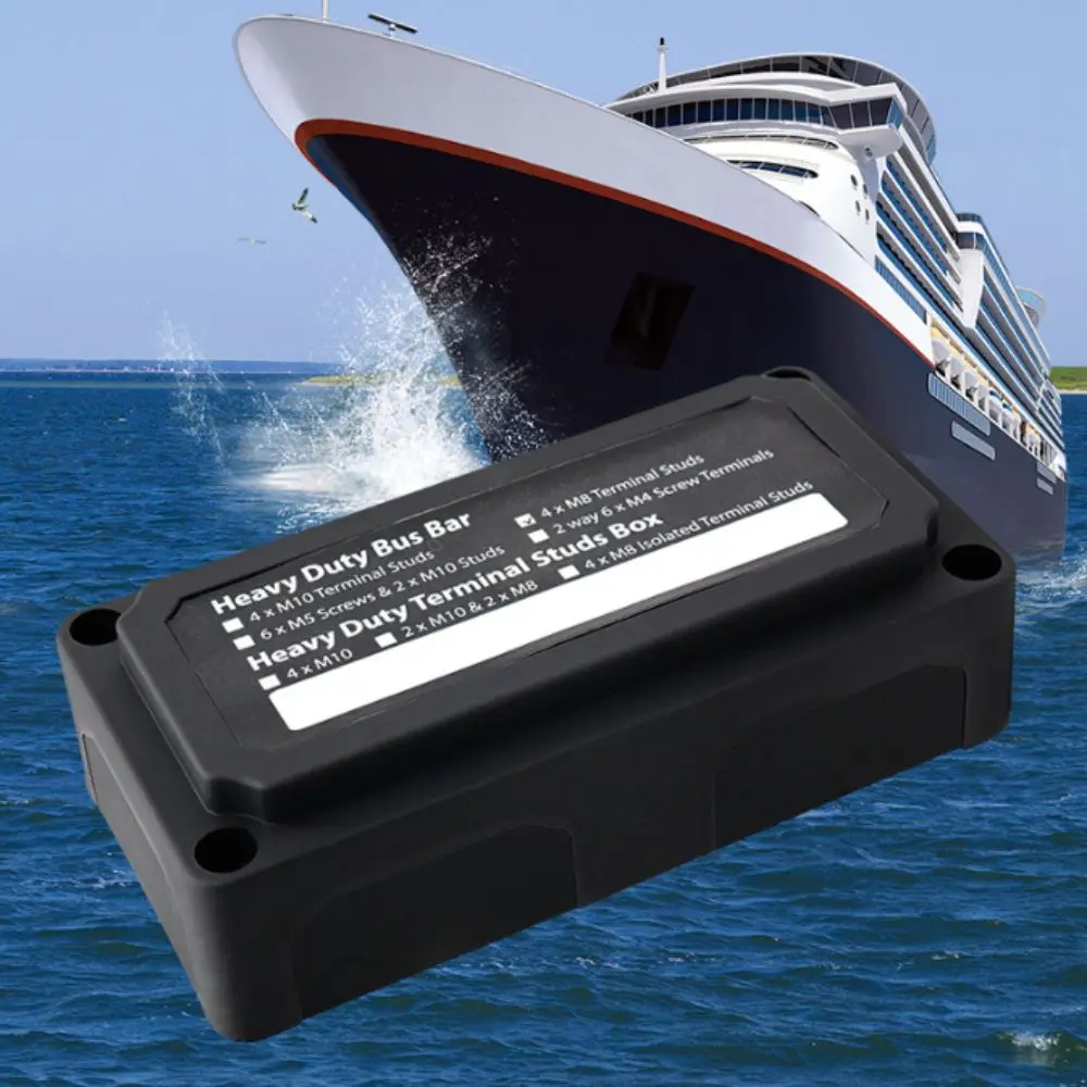 Heavy-Duty Modular Design DC 48v Distribution Block 4 Terminal Studs M8 Studs Power Distribution Block Highest Amperage Rated