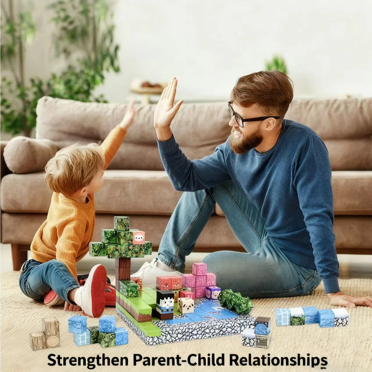 2.5cm 마이 월드 자석 블록 세트, 마이 월드 피규어 브릭, STEM 교육용 장난감, 남녀 어린이 선물