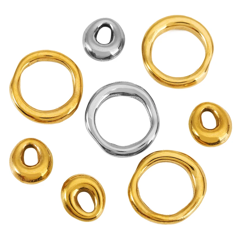 5 pièces de connecteurs breloques vintage en acier inoxydable, motifs Alien Circle et Goutte d'eau, finition PVD, pour la fabrication de bijoux DIY (boucles d'oreilles, colliers)