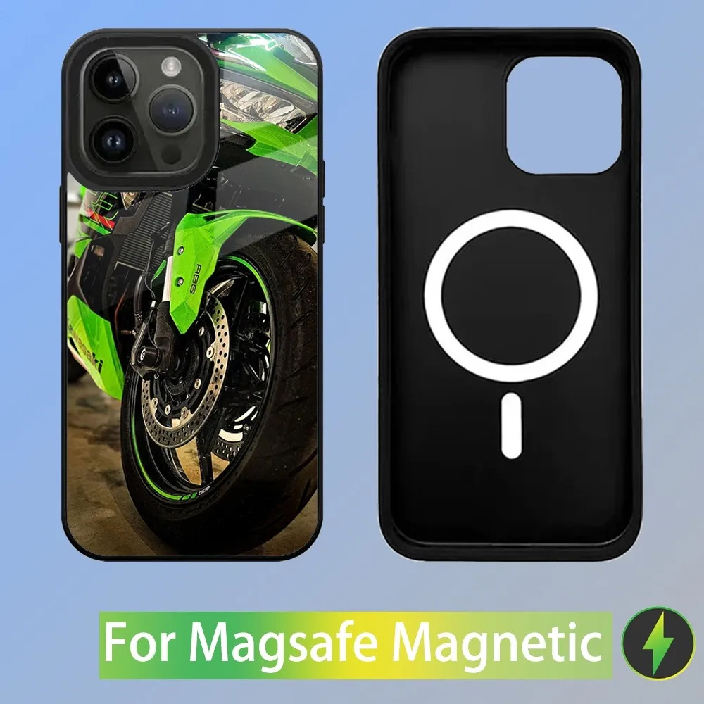 Motorfietsen N-Ninja H2R telefoonhoesje voor iPhone 16,15,14,13,12,11,Plus,Pro,Max Mini K-KawasakiE Magsafe magnetisch draadloos opladen