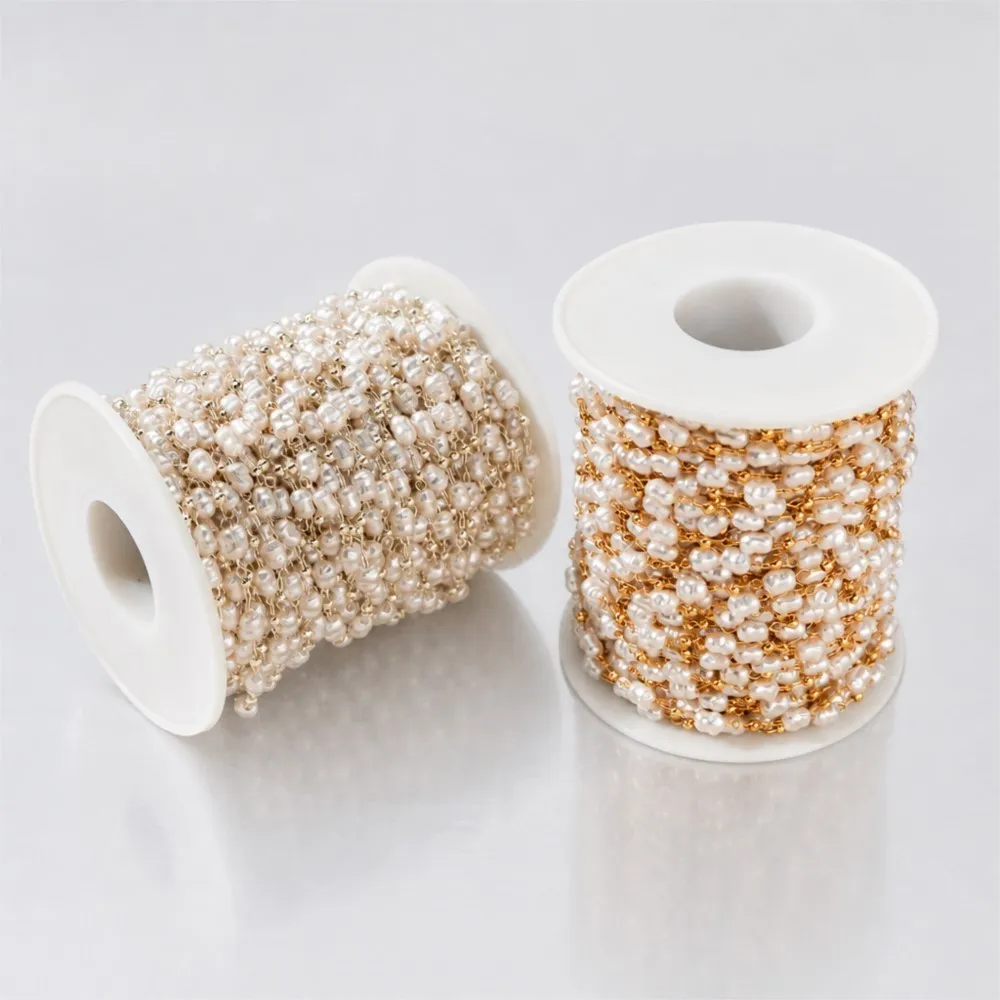 1Meter Imitation White Pearl Chains Bulk For Gold Color Copper Chain DIY Fashion Necklaces Earrings Handmade Jewelry Making
