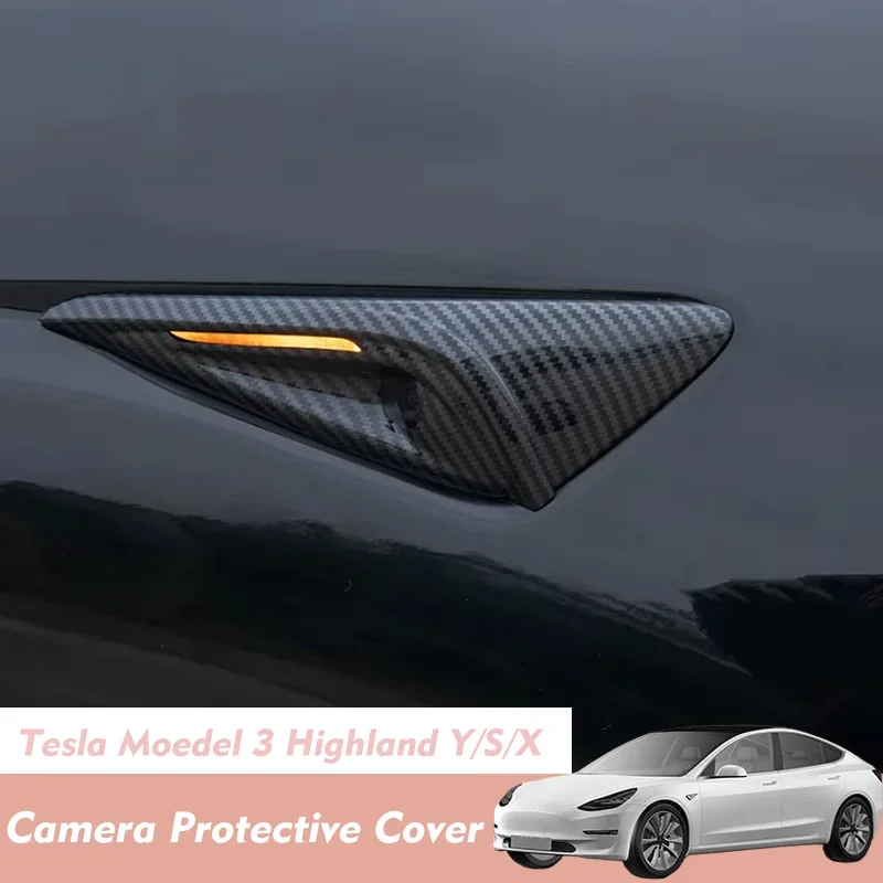 Car Accessories Leaf Board Camera Cover ABS Car Side Camera Cover Protective Sticker Trim For 23 Tesla Model 3 Exterior