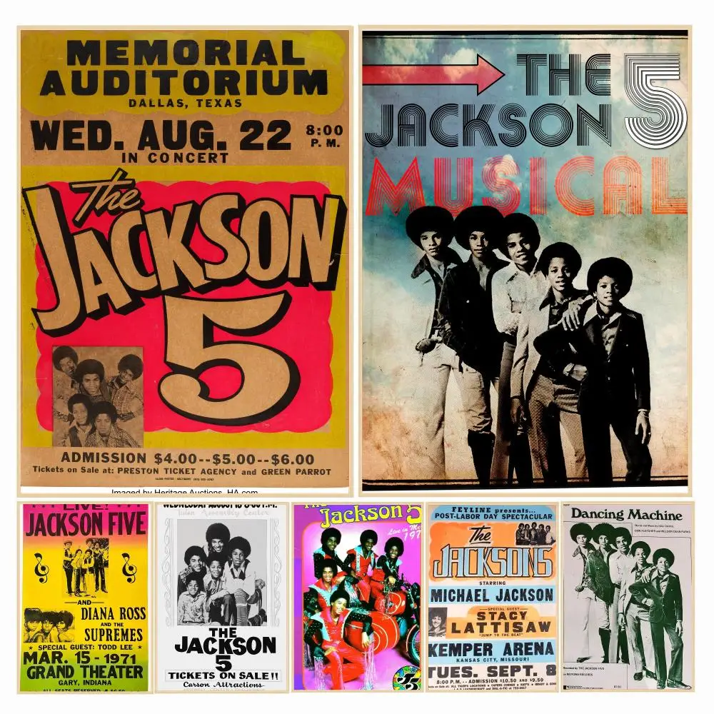 band T-The Jackson 5-N Poster Decorative Wall Art Sticker for Cafe Office Bedroom and Living Room