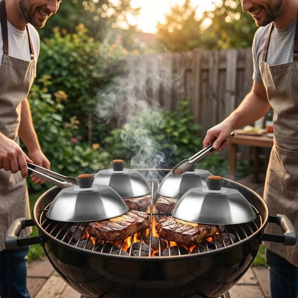 For Daily Life Cooking Stainless Steel Steak Lid Grilling Heat Retainer High Temperature Resistant Long Lasting Durability