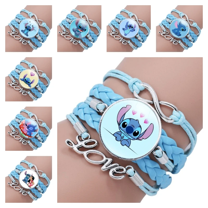 Anime Disney StarCraft Baby Series Stitch Pattern Blue Multi Layer Bracelet Cartoon Time Gem Bracelet